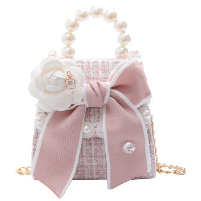 China Fashion Kids Girls Bag With Pearl Handle Girls Shoulder Bag for sale