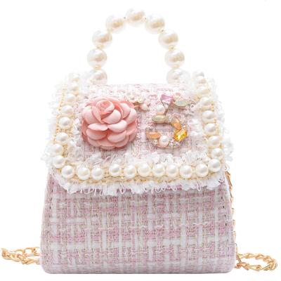 China Fashion Kids Girls Bag With Cute Pearl Handle Girls Shoulder Bag for sale