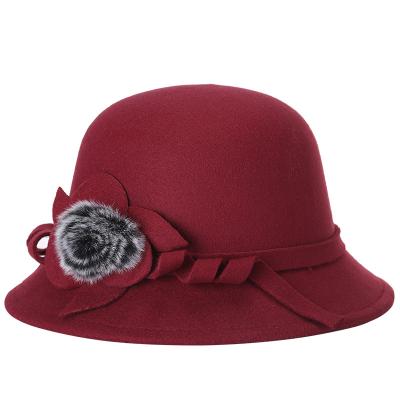 China Lady Fedora Hats Classical Woman Wool Bucket Hat for sale