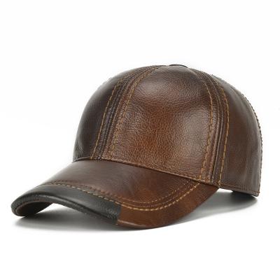 China breathable & Autumn Sports Hats Outdoor Genuine Men's Waterproof Leather Hat for sale