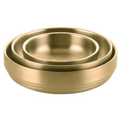 China Sustainable 304#Gold Plated Korean Stainless Steel With Thick Flavor Korean Plate Dish Rich Gold for sale