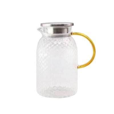 China WITH LID 1700ml Glass Cold Water Coffee Pot Large Capacity Kettle Hammer Cold Water Bottles for sale