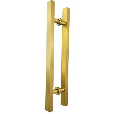 China Modern Door Handle Stainless Steel H Type Glass Material Hotel Door Shake Handshandle Square Handle Door Shake Hands for sale