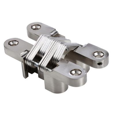 China Zinc Alloy And Stainless Steel Invisible Concealed Cross Door Hinge Exterior Table Bed Flat Hing Te koop