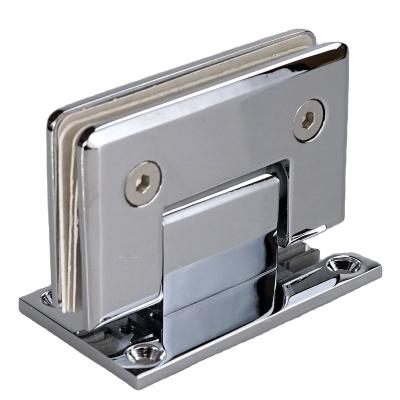 China 90 Degree Glass To Wall Brass Shower Door Hinges Frameless Door Clamp for sale