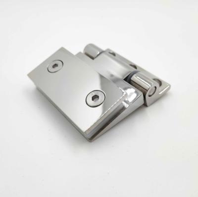 China Stainless Steel 90 Degree Glass To Wall Shower Hinge Glass Door Hinge Frameless Door Clamp for sale