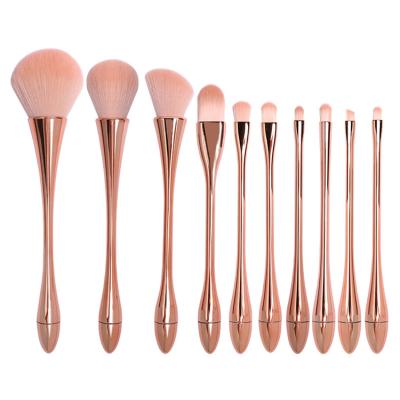 China 10Pcs Silky Soft Rose Gold Professional Makeup Brushes Brush Set Cosmetic Private Label New Design Maquilaje for sale