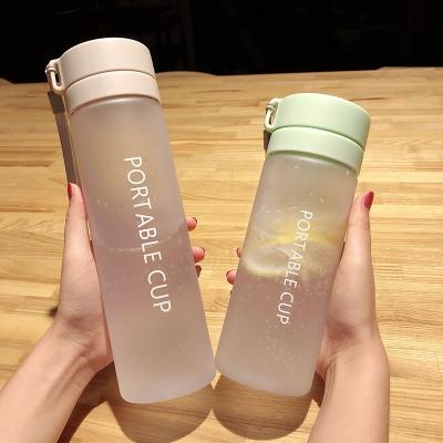 China Small Moq Sustainable Wholesale Sports Water Bottle Bpa Free Transparent Frosted Plastic Drinking Water Bottle for sale