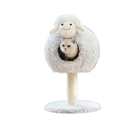 China Wholesale Luxury Elegant Sisal Tower Cat Tree Cat Tree Goat Stocked Wooden Shape for sale