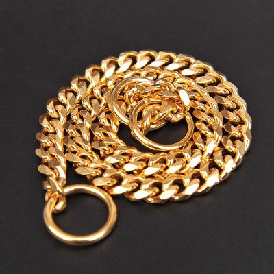 China Sustainable Quality Cast Stainless Steel Pet Buckle Collar Golden Cuban Dog Chain for sale