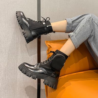 China 2021 Best New Selling Autumn Women's Breathable Boots Fashion Soled Thick Soft Thin Leather Ankle Martin Boot for sale