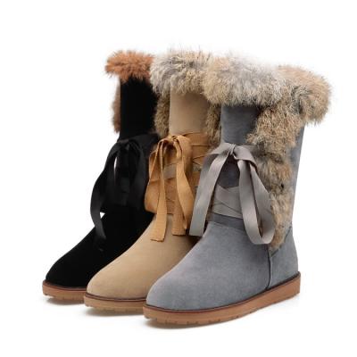 China Breathable Winter Outdoor Women Customized Snow Boots Cotton High Top Bow Snow Boots Female Short Sneaker Boots for sale