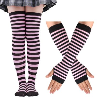 China Hot Selling Women's Breathable Socks Bared Knee High Socks Arm Warmer Fingerless Sleeves Sets Long Winter Socks For Women for sale