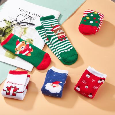 China Wholesale Children's Breathable Christmas Socks Gift Cotton Cute Cartoon Baby Socks Sets Thickening Winter Christmas Children Socks for sale