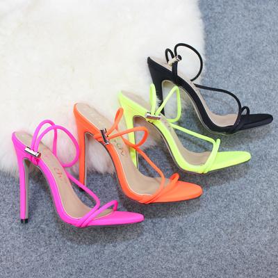 China 2021 other fashion high quality candy color bright sandals shoes plus size 43 high heels women size for sale