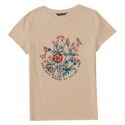 China QUICK DRY Custom Women's T-Shirts 100% Cotton T-Shirt Floral Logo Graphic Printing For Women White And Plain Tee Multi Colors T-shirt for sale