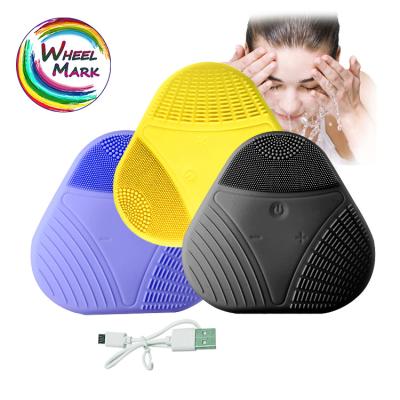 China Popular Wheelmark Sonic Deep Pore Skin Acne Treatment Products Massager Silicon Face Cleansing Remover Brush for sale