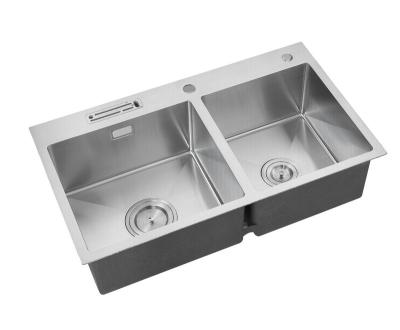 China Without Faucet New Product Stainless Steel Topmount Double Bowl Kitchen Sink High Quality Double Bowl Kitchen Sink for sale