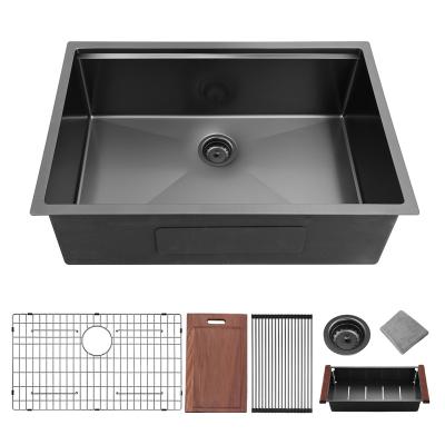 China Without Faucet Wholesale Square 16 GA Square Undermount Double Bowl 304 Stainless Steel Kitchen Sink Wholesale For Kitchen for sale