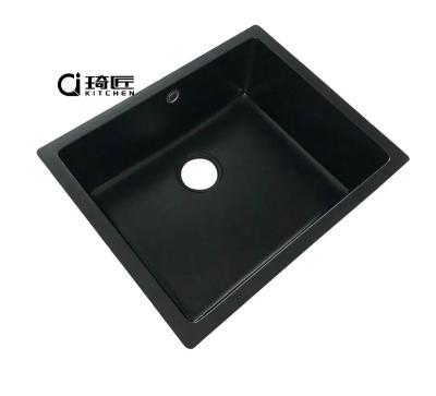 China Without Faucet Hot Sale Black Quartz Granite Kitchen Basin Sink 5545G for sale