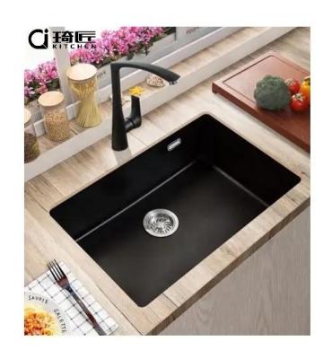 China Without Faucet Hot Sale Black Quartz Granite Kitchen Basin Sink 6845G for sale