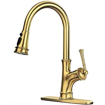 China Hot Sale Stainless Steel Metered Kitchen Faucet Faucet With Pull Down Sprayer And Handle, High Arc Pull Out Kitchen Sink Faucet With Apron for sale