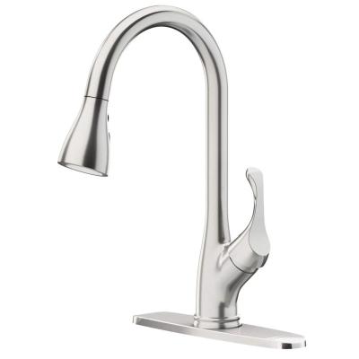 China Hot Sale Metered Faucets Pull Down Kitchen Faucet With Sprayer Brushed Stainless Steel Nickel - Single Handle Commercial Arc High Pull Out Spray for sale