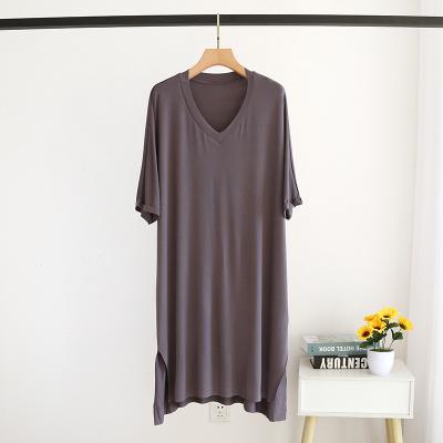 China High Quality Women's Cotton Loose Stretch Solid Color V-neck Summer Thermal Warm High Modal Dresses for sale