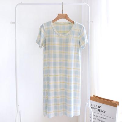 China 2022 factory fashion factory sleeve dress elegant youth custom made high quality thermal V-neck summer plaid short cotton women's sleeve dress for sale