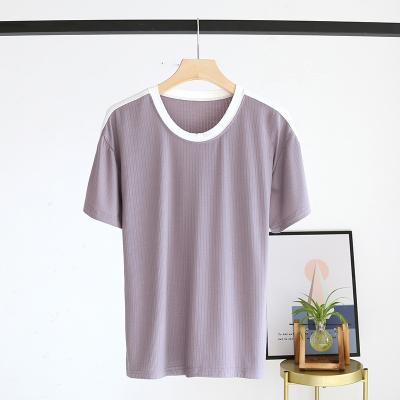 China 2022 thermal high quality hot summer breathable classic version of the short-sleeved round neck knitted pajamas women's T-shirt for sale