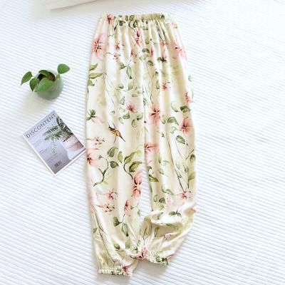 China Hot Selling Wholesale High Quality Women's Breathable Printed Cotton Pants Summer 100% Long Pajama Pants Thermal for sale