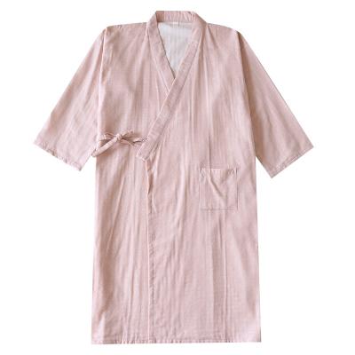 China 2022 hottest sale summer cotton home jacquard pattern loose color woven couples kimono long robe for sale