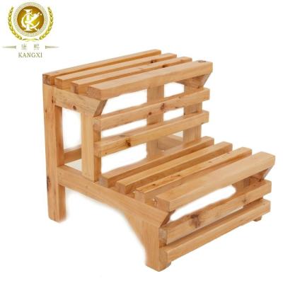 China Portable High Quality Wooden Double Step Stool Child Shopping Kitchen Bathroom Indoor Seat for sale