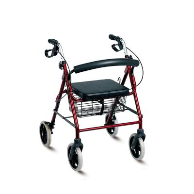 China Elder Rollator with Seat Elder Shopping Adjustable Aluminum Foldable Steel Walker and 4 Shopping Basket Height Wheels for sale