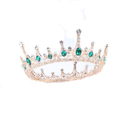 China Bridal tiara factory supply full red crystal beauty pageant crown bride gold headpiece jewelry silver party rhinestone for sale