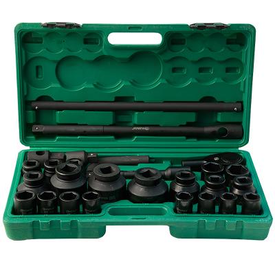 China Duarble CR-MO 26 PCs 19mm 3/4 Inch Drive Socket Wrench Black Impact Resistant Socket Set For Auto Car Repair Tools for sale