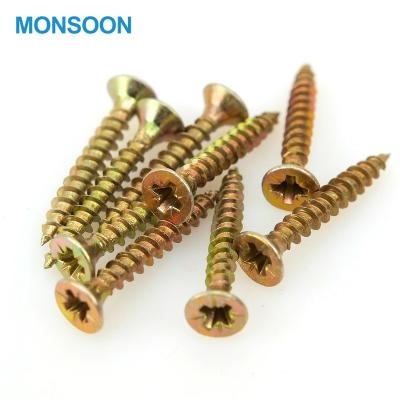 China Pan China Wholesale Self Tapping Chipboard Screw C1022 Yellow Galvanized Chipboard Screw for sale