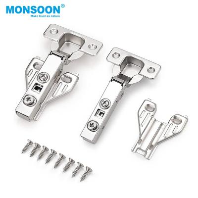 China MONSON Furniture Hydraulic Covered Modern Kitchen Furniture Full Hardware 105 Degree Soft Narrow Clip On Hinge Soft Narrow Hinge for sale