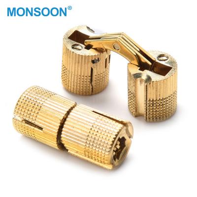 China MONSON Modern Furniture Hardware Small 180 Degree Pure Brass Concealed Hinge Barrel Hinge for sale