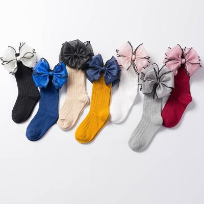 China Central Institute of Statistics sweet girls new Korean QUICK DRY fancy 3D bows big bangs comfortable princess Girls Cotton Socks for sale