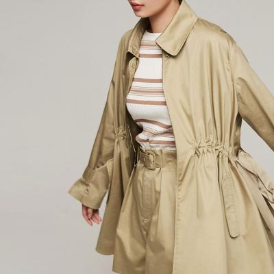 China Naivee Series Breathable Khaki Sring Waisted Lace Up Trench Coat Women Coat For Ladies Vintage for sale