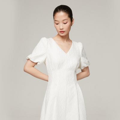 China Naivee Spring Series Blast Sleeve Embroidery Washable White Women Dress Vintage Ladies Dress for sale