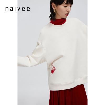 China Anti-wrinkle naivee new year series spring around the neck hoodie women ladies fashion loose tops for sale