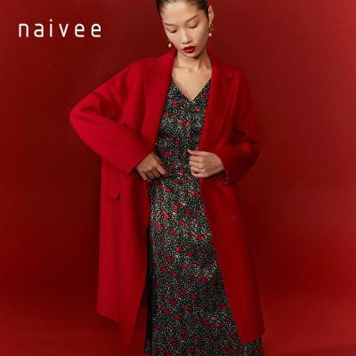 China Anti-wrinkle naivee new year series spring pure wool jacket long coat loose women ladies for sale