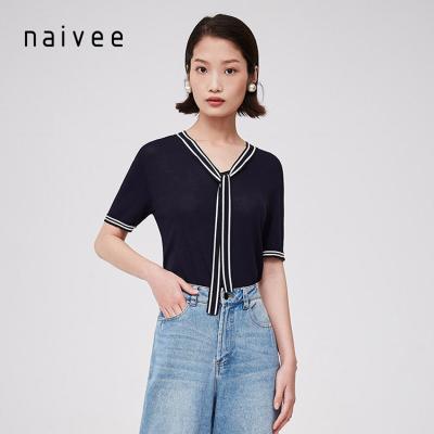 China Breathable Naivee 2020 Dark Blue High Quality Designer T Shirts For Woman for sale