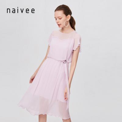 China Naivee Anti-Static Summer Dress Ruffle Purple Belts for sale