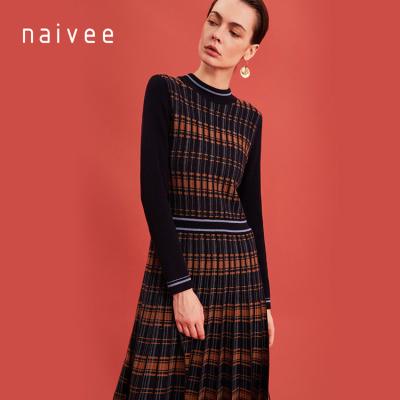 China Air Permeability And Moisture Absorption Naivee Winter Control Pattern Ribbed Knitted Jacquard Dress For Woman for sale