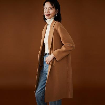 China New Style Waterproof High Quality Wool Women's Long Naivee Winter Coat Ladies Camel Coat for sale