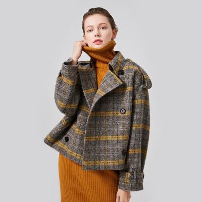 China Naivee New Design Women's Plaid Wool Coat Jacket Breathable Loose Winter Women's Woolen Coat for sale