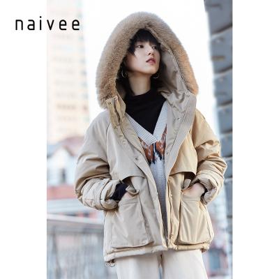 China Viable Fur Collar Winter Naivee Short White Duck Down Jacket Coat Down Jacket Woman For Women Ladies for sale